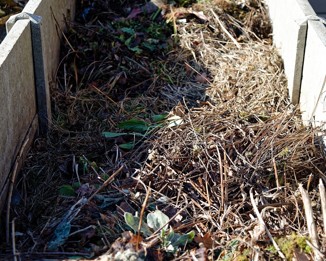 A garden compost heap